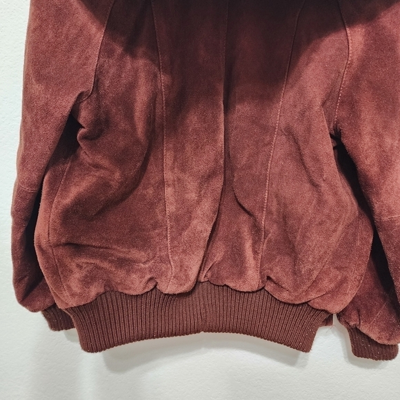 Vintage David Benjamin Burgandy Hooded Bomber Jacket Size 7/8 - Picture 11 of 16